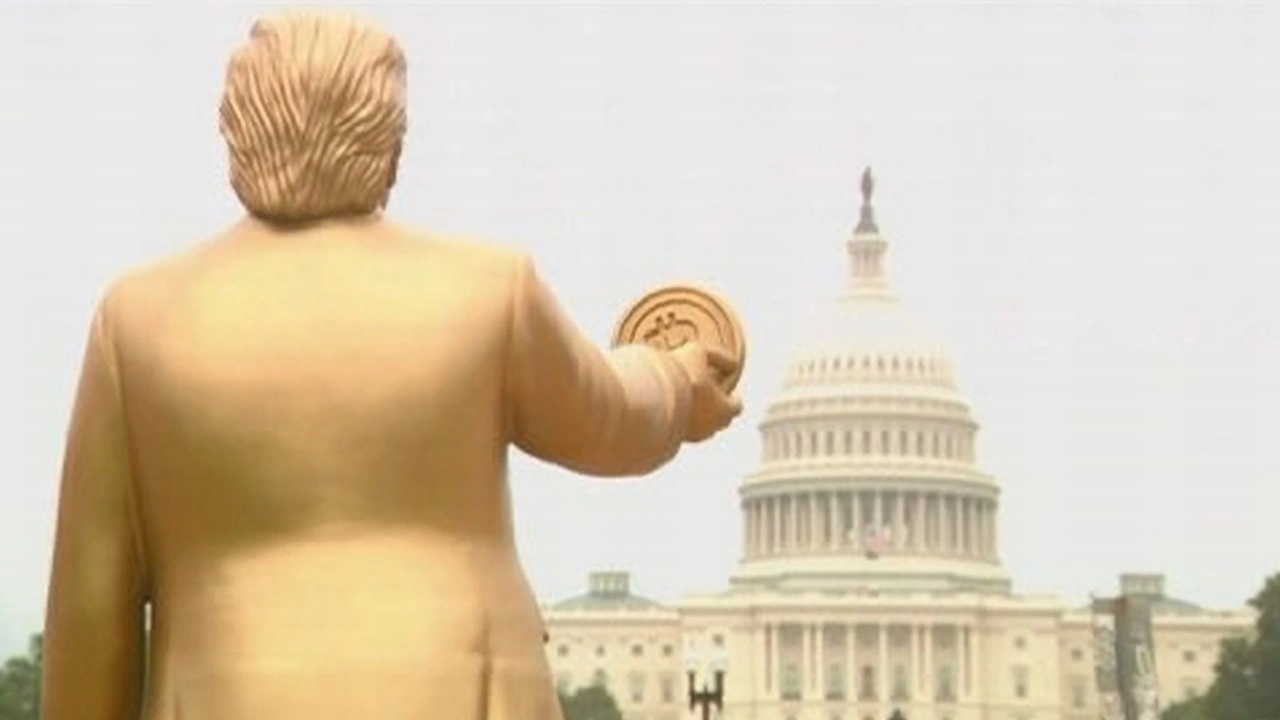 Beyaz Saray’ın karşısına Trump’ın Bitcoin tuttuğu heykeli dikildi