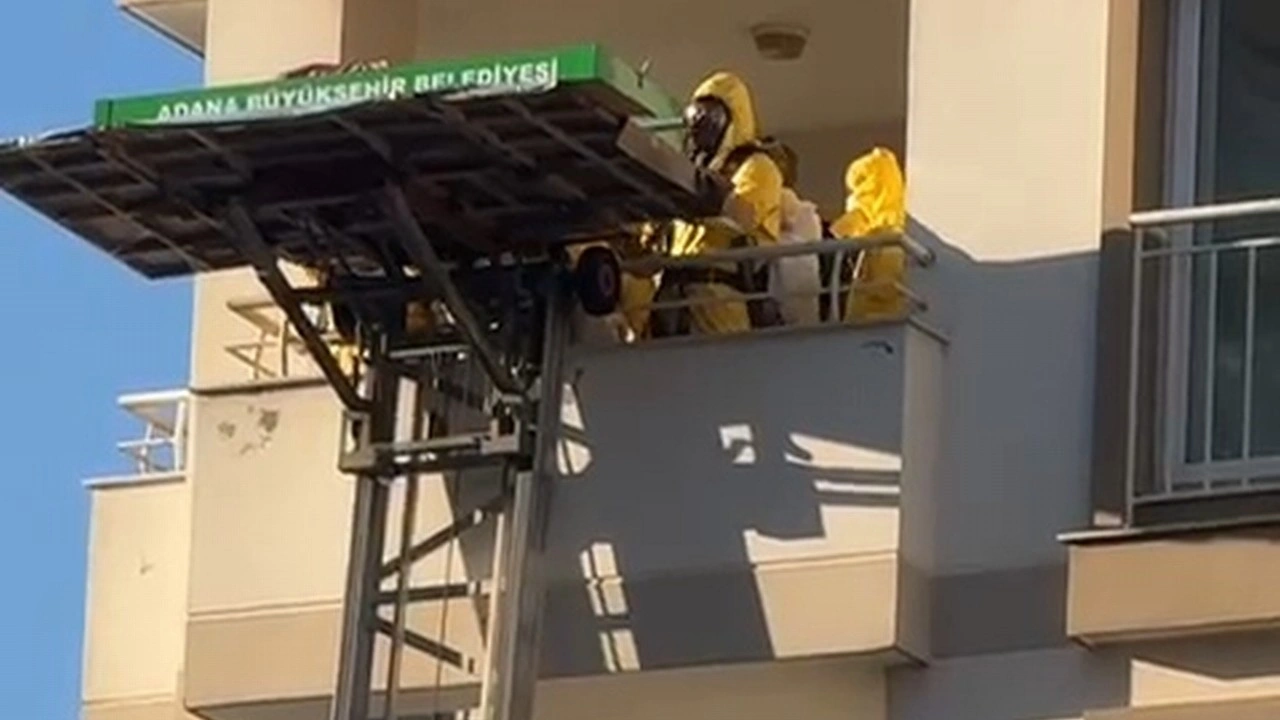 Evden kötü koku gelince cansız bedeni bulundu, cenaze asansörlü araçla indirildi