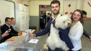 1 hafta önce sahiplendiği köpeği ile oy kullandı