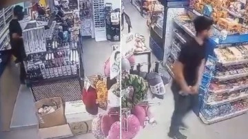 Akaryakıt istasyonunun marketinde şoke eden hırsızlık