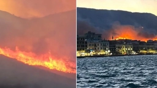 Alevlere teslim olan Sakız Adası 24 saattir yanıyor