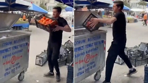 Çorum'da domatesleri çöpe döken pazarcıya milyonluk para cezası