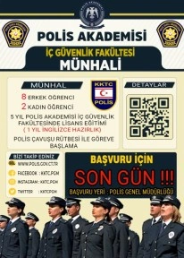 Polis Akademisi’ne KKTC'den alınacak 10 öğrenci için başvurular bugün bitiyor