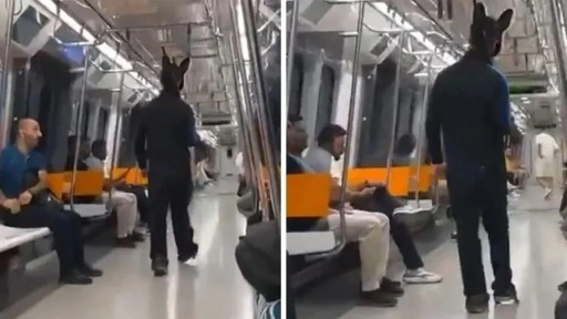 Sarıyer'de metroda elinde tüfekle gezen tavşan kostümlü kişi gözaltına alındı