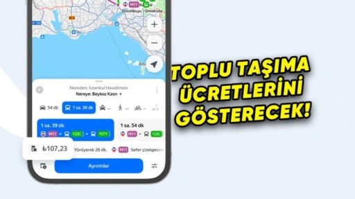 Yandex Maps - Navigasyon Toplu Taşıma Ücretlerini Gösterecek